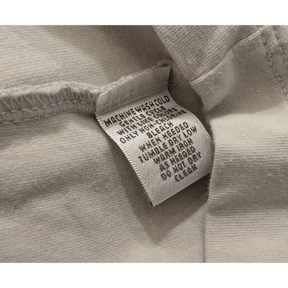 By Chico's Top Gray V-Neck Short Cotton Blend Sleeve Misses Size 2 L - Picture 5 of 5